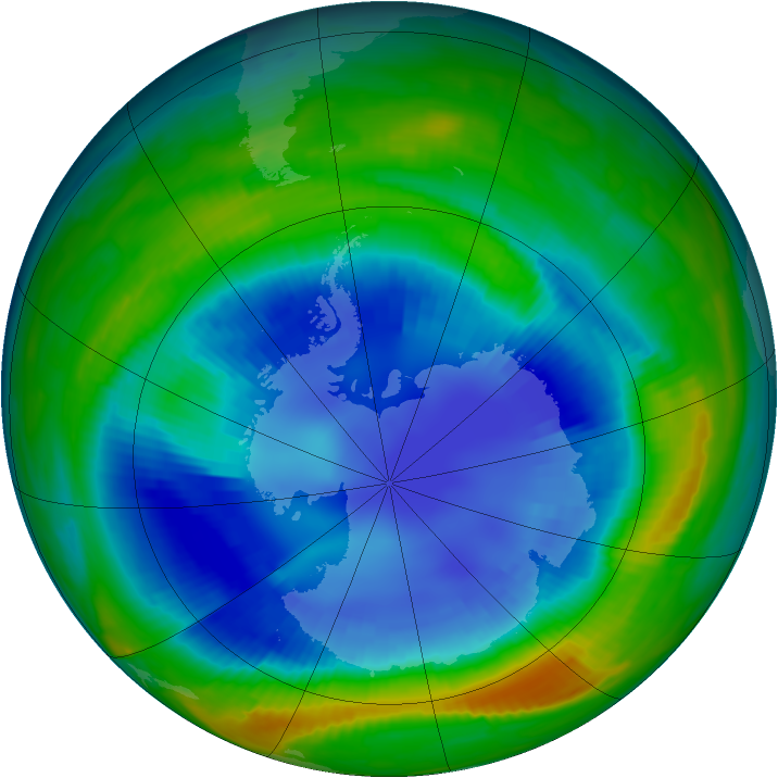 Antarctic ozone map for 26 August 1997